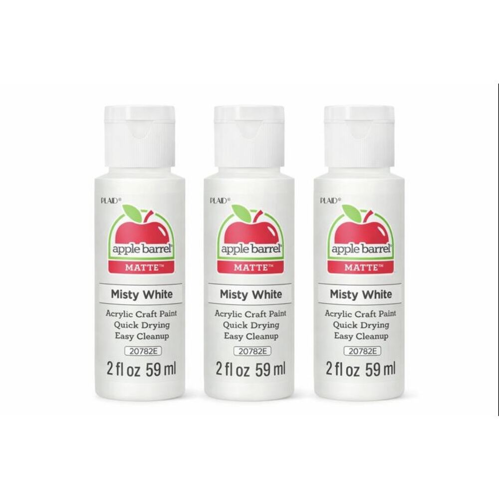 Apple Barrel Acrylic Paint Misty White 2 oz Matte Non Toxic Craft Paint 3 Pack